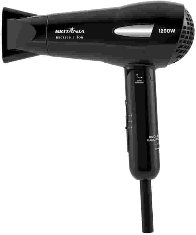 Secador de Cabelos Britânia BSC1200 Íon Tourmaline 1200W Preto Bivolt Automático