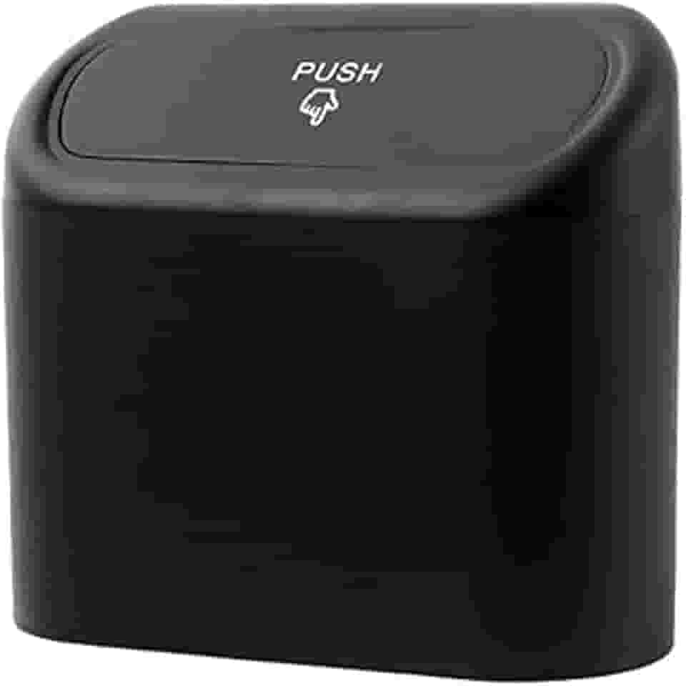 Lixeira para Carro com Tampa Push e Gancho – Porta Lixo Automotivo Compacto para Veículos, Fácil de Instalar e Esvaziar