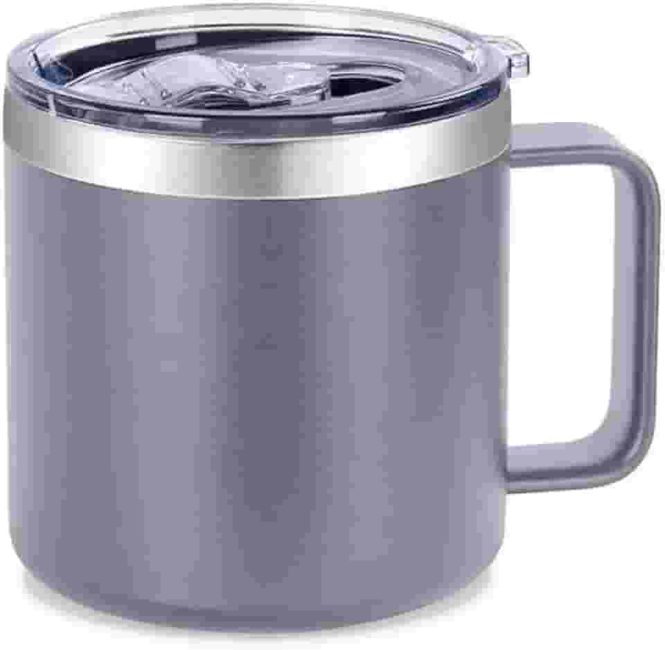 Caneca Termica Cafe, Caneca de Café Termica, Caneca Termica com Tampa, Capacidade 420ml, Parede Dupla Isolada a Vácuo,Tampa Vedada, inox, para Cerveja, Café, Agua, Leite etc (Cinza)