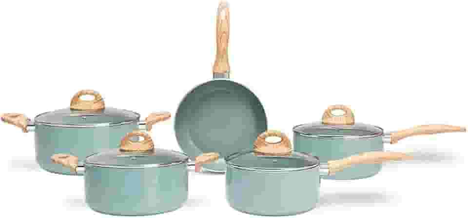 Brinox - Jogo de Panelas 5 Peças Ceramic Life Botanika com Fundo de Indução - Verde