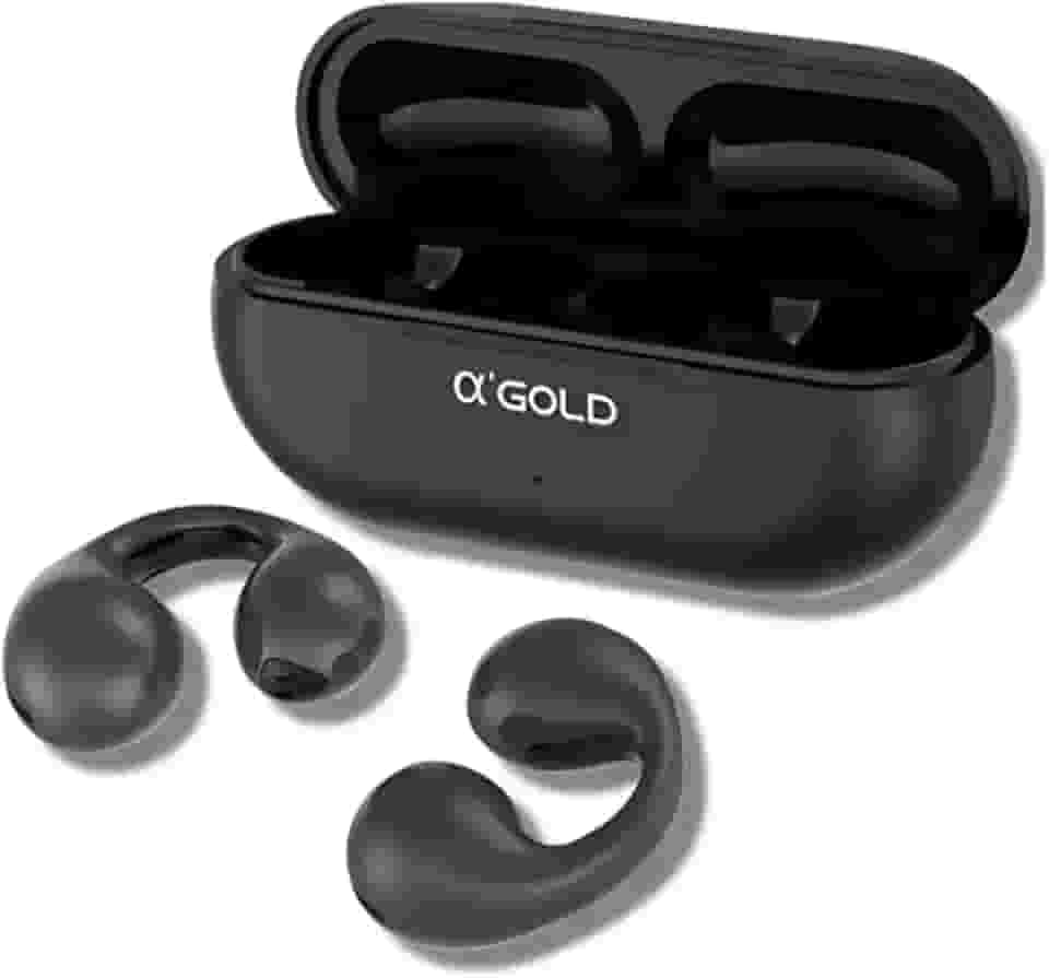 Fone Bluetooth Esportivo Condução Óssea BT33 – Open-Ear Sem Fio, Bluetooth 5.3, Earcuffs para Corrida, Resistente à Água, Compatível com iOS e Android (PRETO)