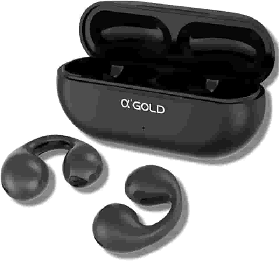 Fone Bluetooth Esportivo Condução Óssea BT33 – Open-Ear Sem Fio, Bluetooth 5.3, Earcuffs para Corrida, Resistente à Água, Compatível com iOS e Android (PRETO)