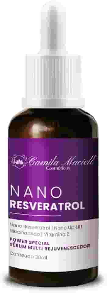 Sérum Facial Nano Resveratrol Camila Maciell, Sérum Antienvelhecimento com Nanoresveratrol, Niacinamida, Vitamina E e Nano Up Lift + Ação Antioxidante, Firmeza, Rejuvenescimento – 30ml
