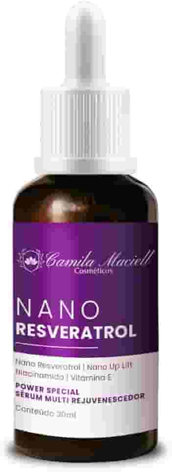 Novo Sérum Facial Nano Resveratrol Camila Maciell, Sérum Antienvelhecimento com Niacinamida, Vitamina E e Nano Up Lift + Ação Antioxidante, Firmeza, Rejuvenescimento – 30ml