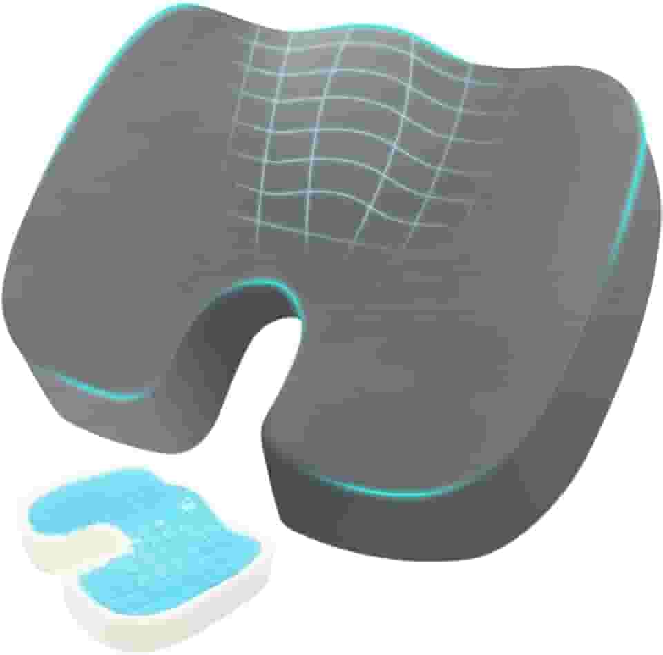 Almofada para Coccix de Gel, Almofada Coccix, Almofada Cadeira Escritorio 40*34*7CM, Ergonômico Almofada para Hemorroida, Em forma de U Almofada Cadeira, Almofada Hemorroida, Almofadas para Cadeira