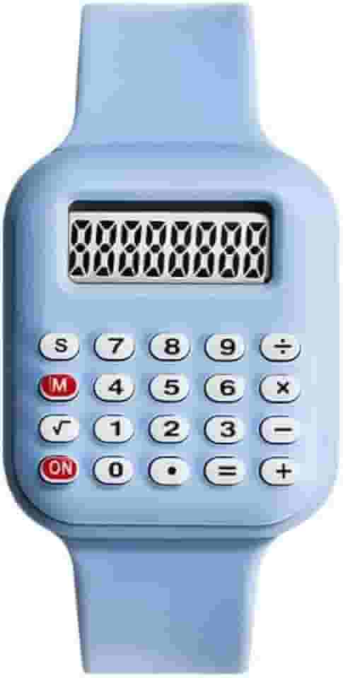 Relógio de pulso digital: Relógio multifuncional com calculadora matemática e função de tempo para estudantes, escritório, Natal, Azul