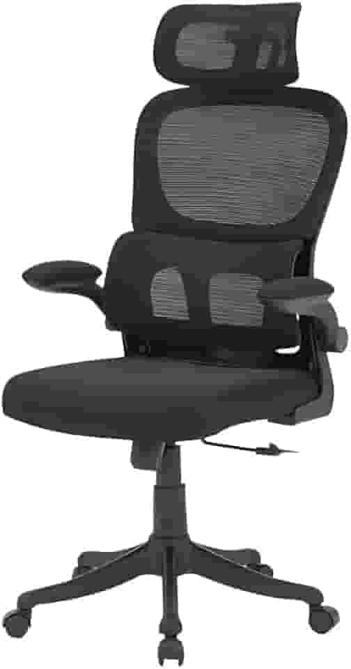 Cadeira de Escritório Design Ergonômico com Suporte Lombar Independente, Malha Respirável e Encosto de Cabeça Ajustável Genebra B500 Preto LuvinCo
