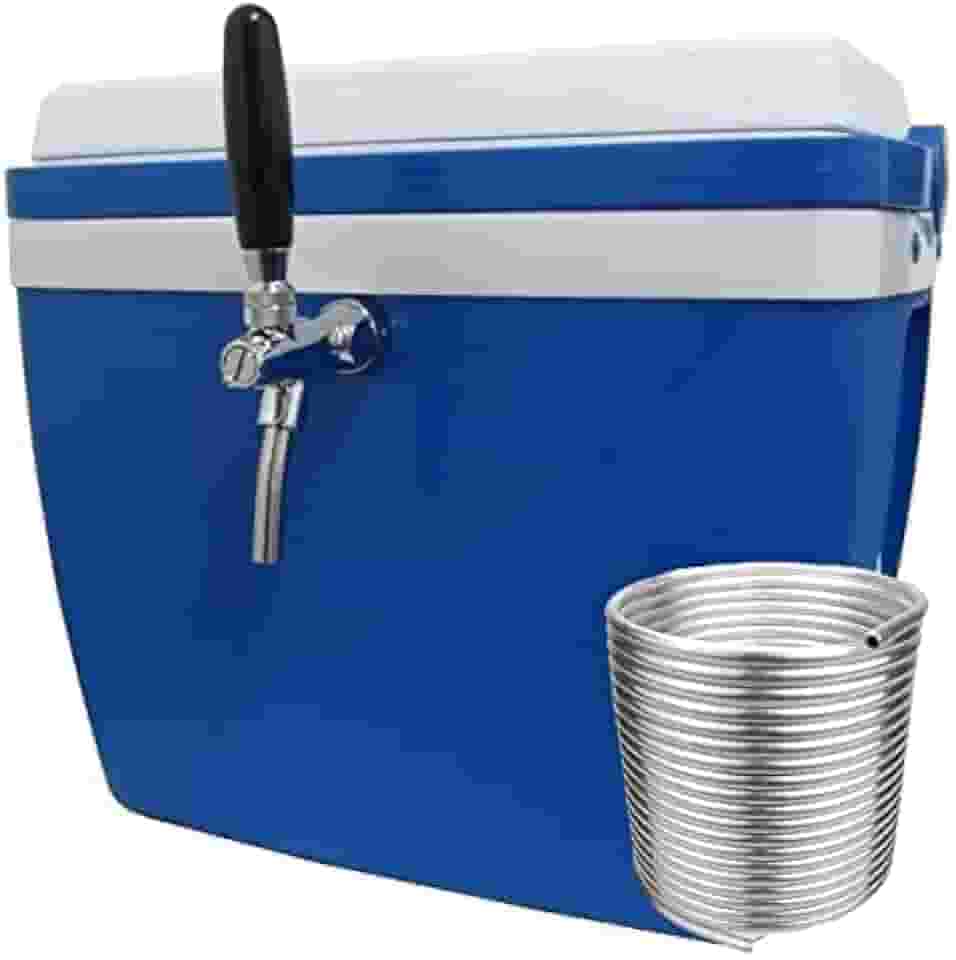 Chopeira A Gelo 34L com Torneira Italiana Cromada, Serpentina 10m e Destrave para Barril 5L Azul