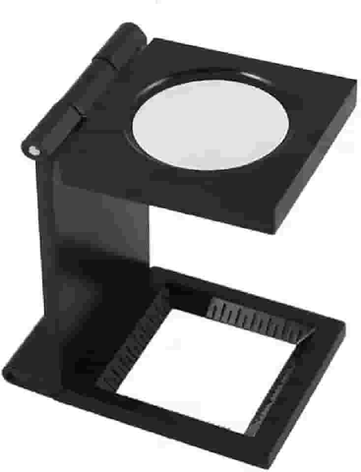 Lupa de Mesa com Suporte Dobrável Lente Óptica 28mm Escala Profissional 10X de Aumento Portátil