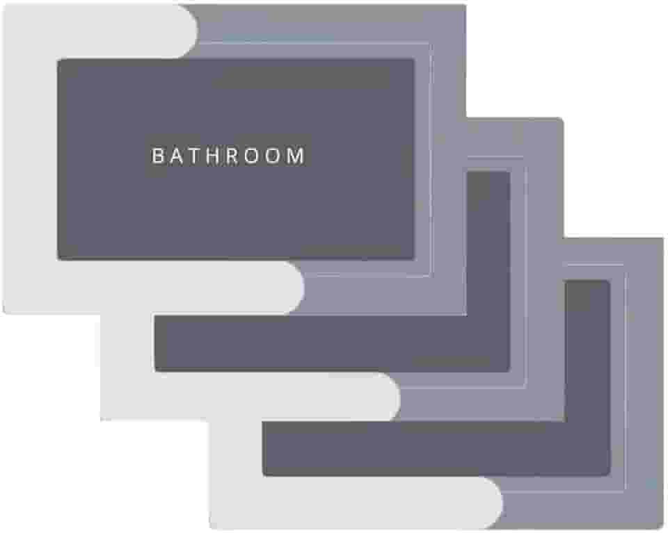 Tapete Mágico Antiderrapante para Banheiro Kit com 3 Unidades Absorvente e Secagem Rápida