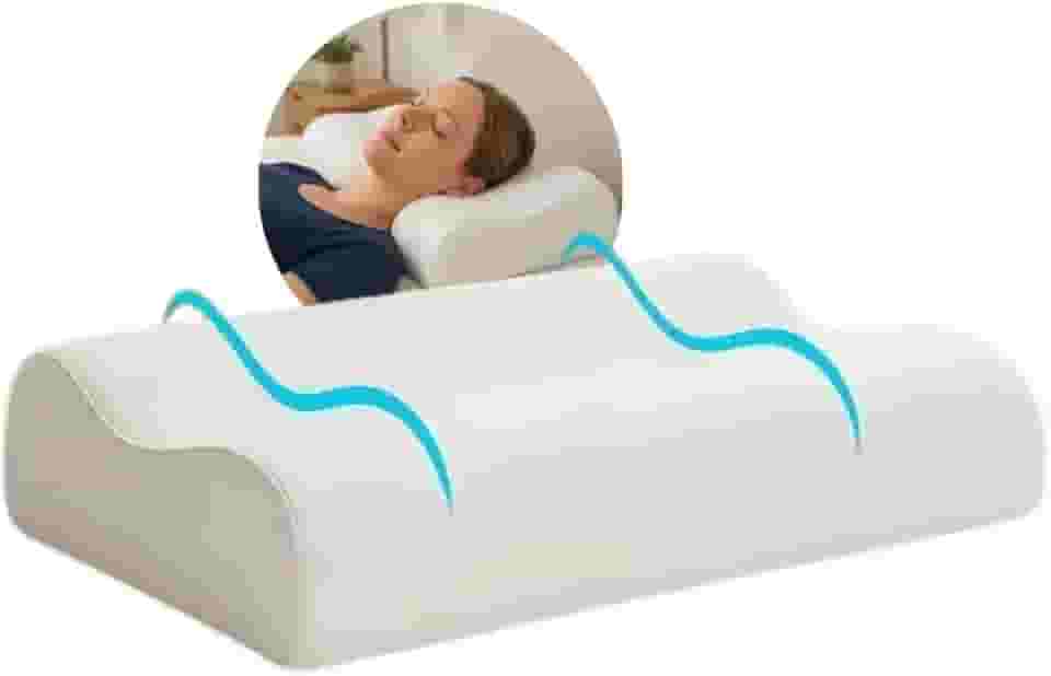 Travesseiro Anatômico Ortopédico Cervical - Travesseiro Nasa Viscoelástico Ergonômico para Dor no Pescoço e Coluna - Shop100