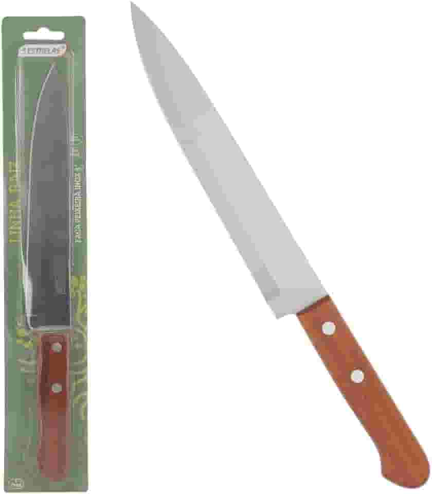 Faca Peixeira Inox 8” Cabo de Madeira e Aço Inox – Corte Preciso para Peixes