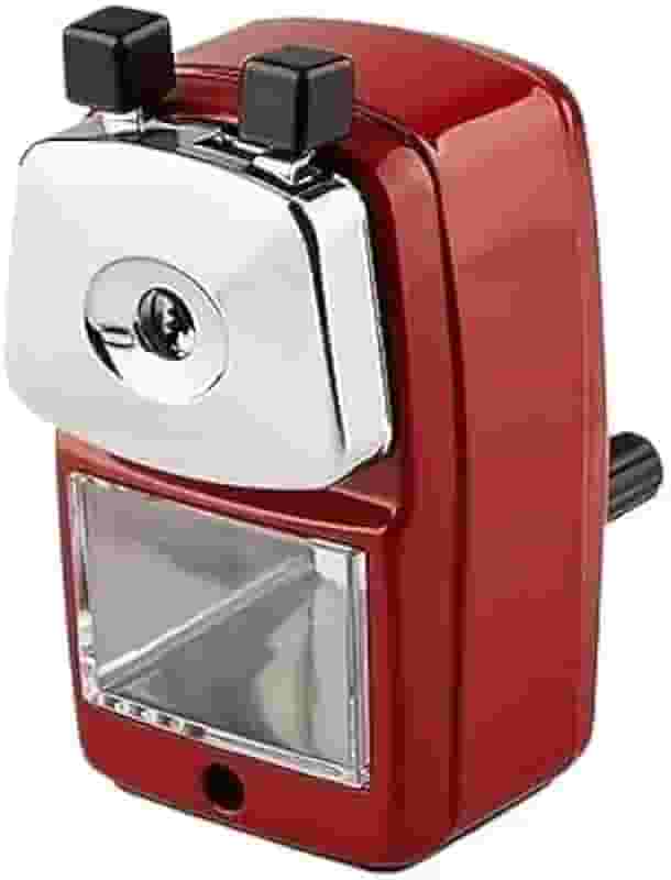 Apontador De Lapis, Com Manivela E Recipiente Coletor(Vermelho)