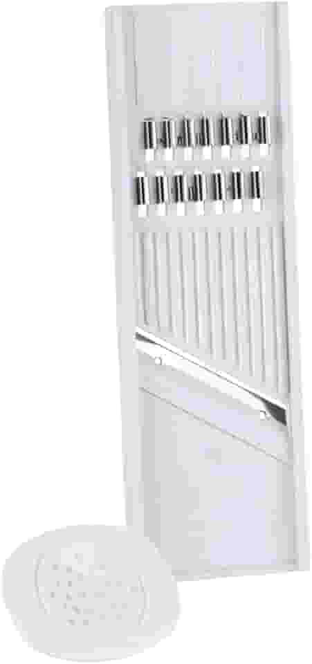 Cortador Fatiador de Legumes Manual, Dupla Face, Plástico e Aço Inox, Branco