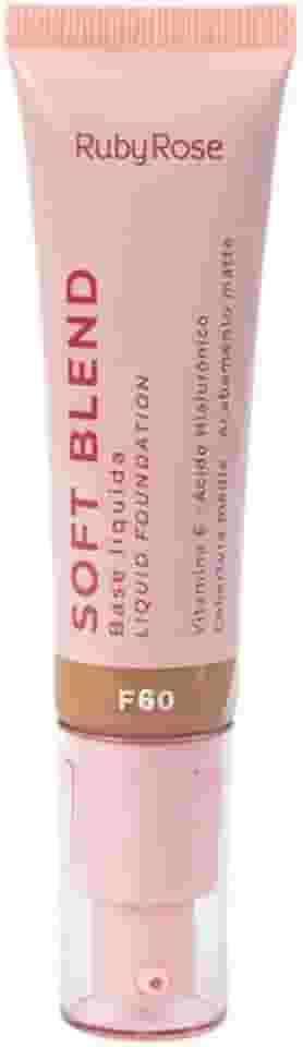Base Líquida Soft Blend Ruby Rose Matte Média Cobertura Efeito Aveludado (F60, 30g)