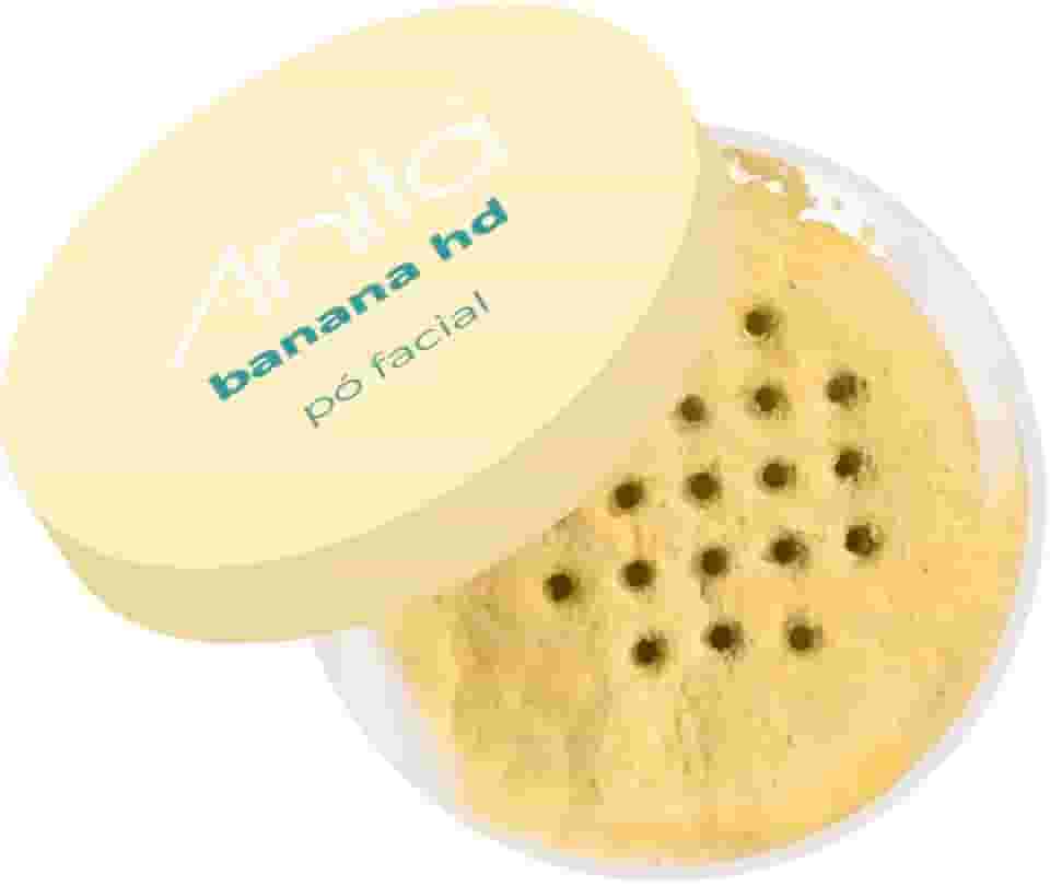 Pó Facial Banana Anita Cosméticos HD Vegano - Efeito Matte, Controla Oleosidade e Sela Maquiagem - Textura Fina Sem Flashback