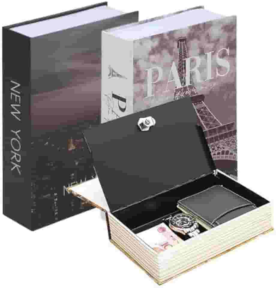 Cofre Camuflado em Formato de Livro com Chave, 18cm x 12cm, Revestimento em Capa Convencional