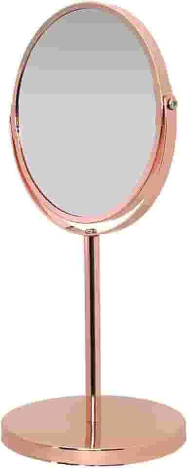 Mimo Style Espelho de Aumento com Base Cor Bronze, Dupla Face 360º Rotativo, Lado Normal e Outro Com Ampliação em 5X. Acabamento em Aço Inoxidável de Qualidade e Elegante