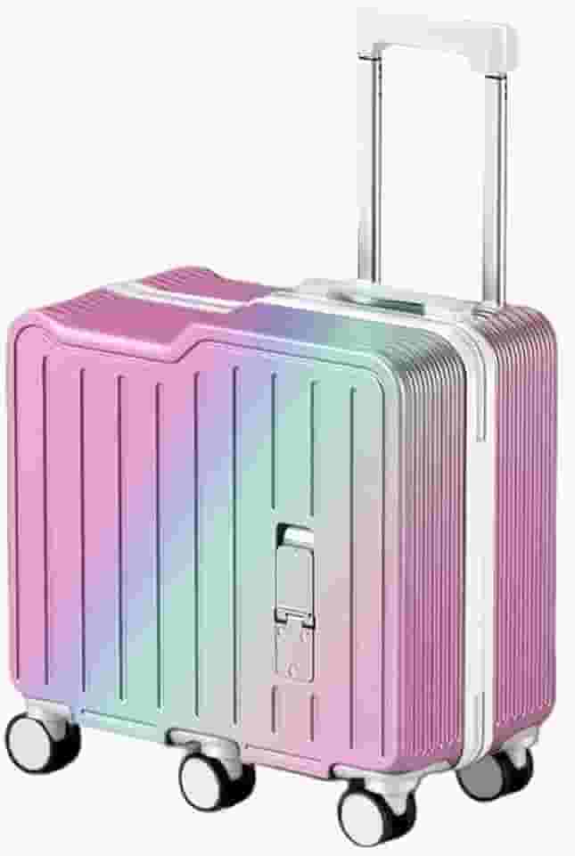 Mala de viagem infantil com rodinhas e assento para meninos e meninas (arco-íris)