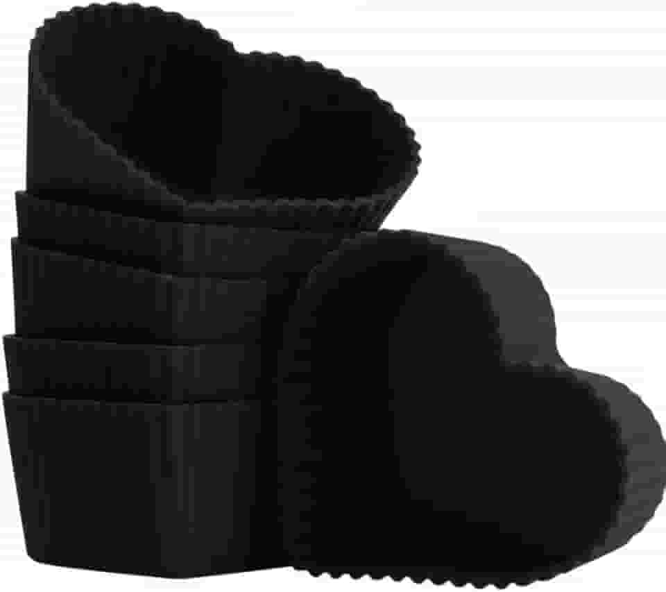 Forminhas Coração de Silicone para Cupcake Antiaderente- 6cm - 6 unidades (Preto)