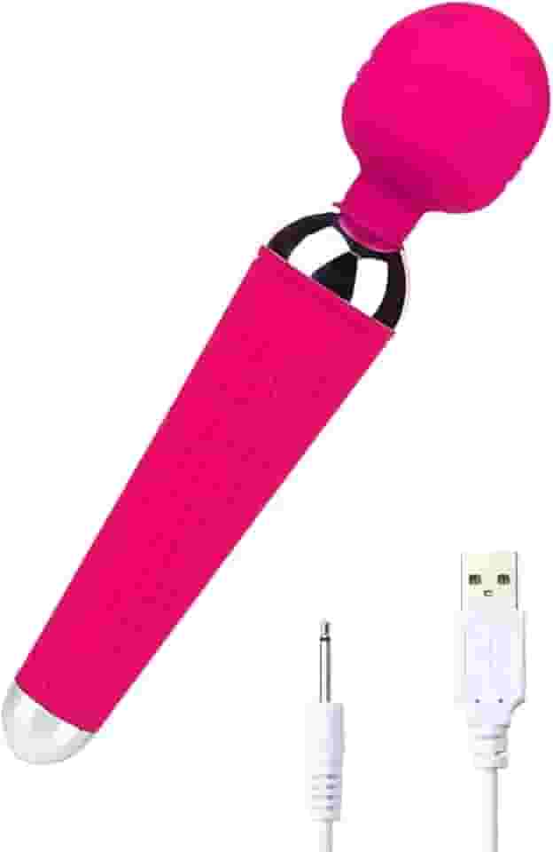 Vibrador Varinha Magica Rosa Recarregável 16 Modos de Vibração - 20 cm e Comprimento Cabeça Flexível