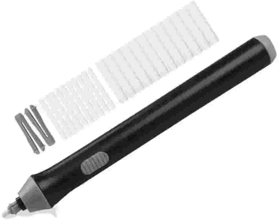Kit Borracha Elétrica 25 Peças Portátil com Design Ergonômico – Ideal para Desenhos Técnicos, Esboços Artísticos, Escrita e Correções Precisas, Leve e de Fácil Uso Á Pilha Preto Premium