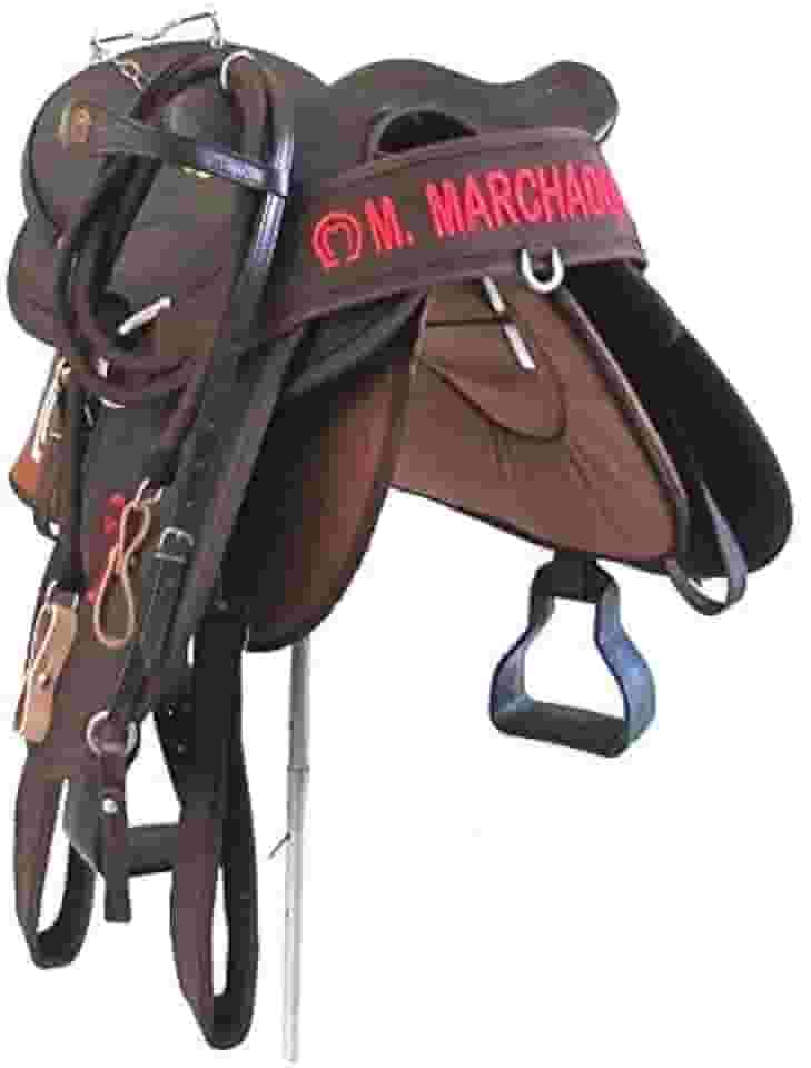 Sela De Cabeça Marrom Australiana Arreada Completa Com Bordado Mangalarga + Acessórios