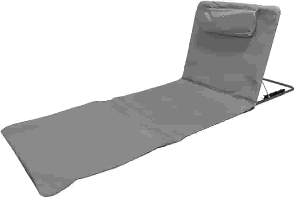 Espreguiçadeira Ajustável Dobrável Com Alça Bolso Cor Cinza Praia Piscina