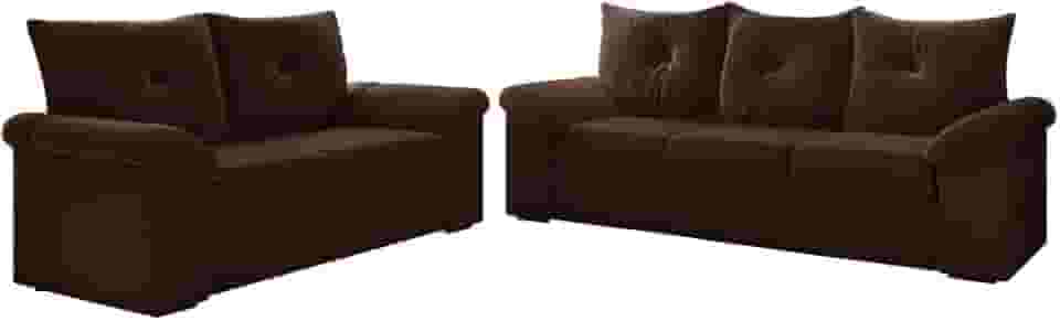 Conjunto de Sofá 2 e 3 Lugares Taurus Veludo Marrom