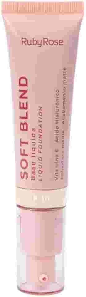 Base Líquida Soft Blend Ruby Rose Matte Média Cobertura Efeito Aveludado (F10, 30g)