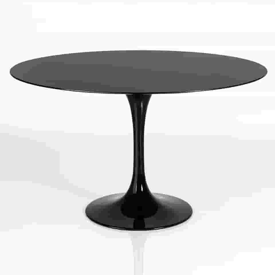 Mesa de Jantar Saarinen Redonda 80 cm Tampo e Base laca Preta