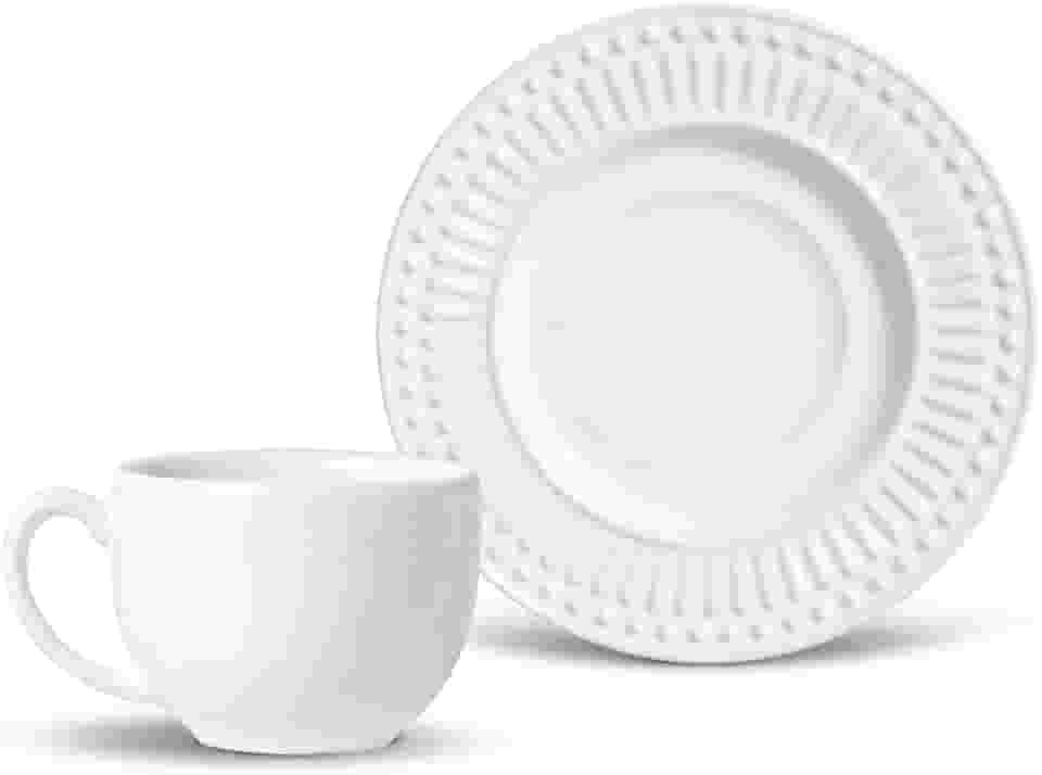 Porto Brasil Conjunto com 6 Xícaras de Chá com 6 Pires Roma Branco