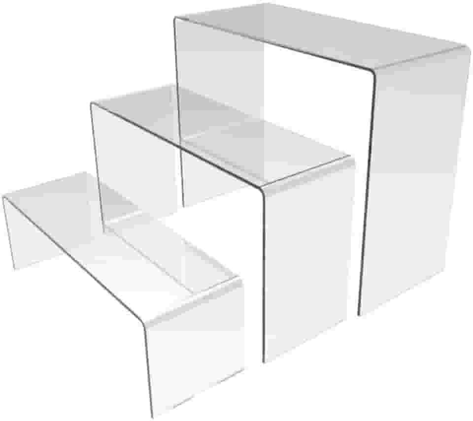 Conjunto de 3 Expositores Escada em Acrílico Transparente, Organizador para Sapatos, Cosméticos e Doces