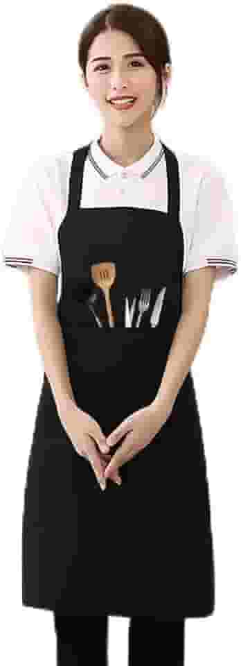 1 avental de chef, avental ajustável, resistente a água e óleo, com 2 bolsos, aventais de cozinha para mulheres e homens, chef, preto, Preto, Standard