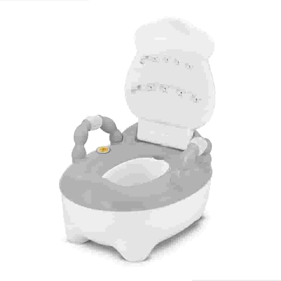 Troninho Infantil Prime Baby com Música Fazenda Penico Educativo com Depósito Removível Antiderrapante e Alças Giratórias para Desfralde (Branco)