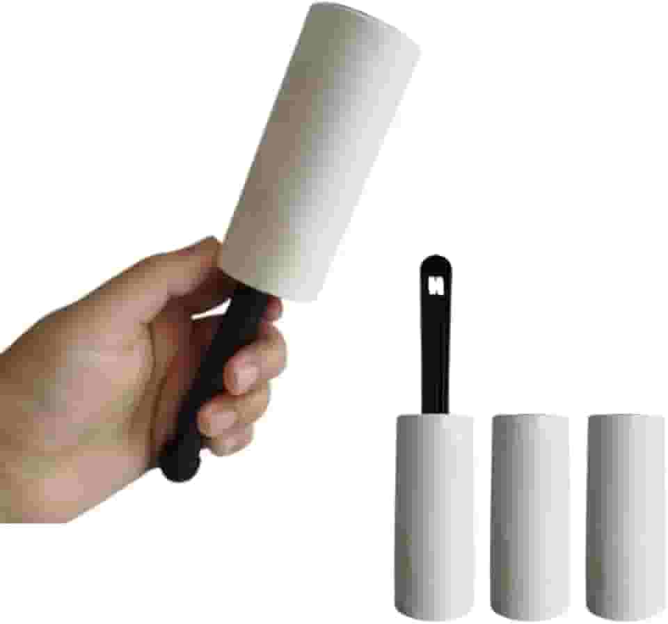 Kit 3 Rolos Tira Pelo c/ 20 Folhas Adesivas Cada, Reutilizável, Extra Pegajoso, para Remoção de Pelos de Roupas Animais de Estimação, Poeira e Fiapos de Tecidos c/Facilidade, Refil Fácil de Trocar