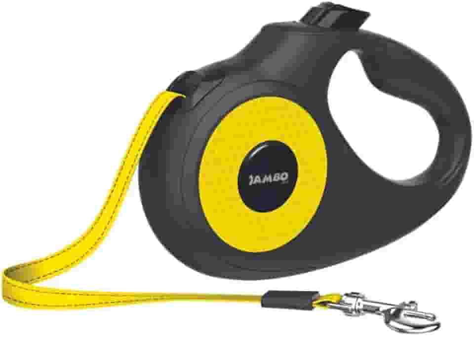 JAMBO PET Guia Retratil Para Cachorro, Friend 5m 50kg - Feito de Aço inox e plástico, Fita Brilha no Escuro - Grande