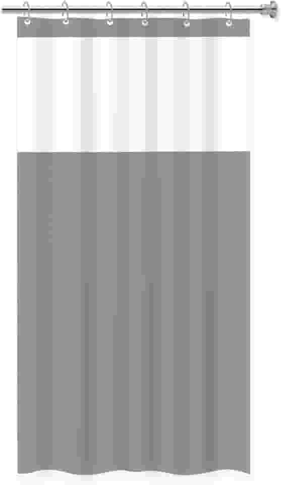 Cortina para Box de Banheiro em PVC com Visor 1,38m x 1,98m Impermeável Antimofo (Cinza)