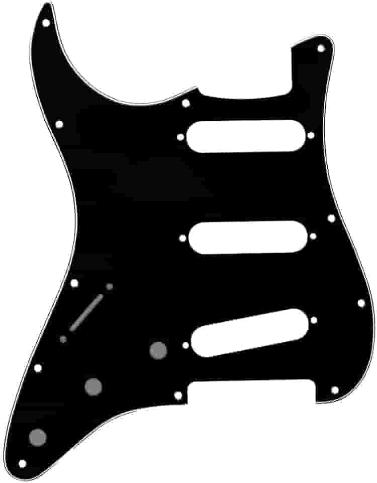 Escudo Preto Com 11 Furos Para Guitarra Canhota 3 Camadas (Sanduíche)