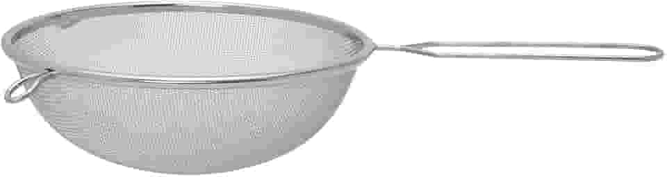 Mimo Style Peneira 18 cm Com Suporte Para Acomodação em Panelas e Travessas, Suporta Altas e Baixas Temperaturas, Material de Inox Resistente e Flexível, Fácil Manuseio, Extremamente Simples de Limpar