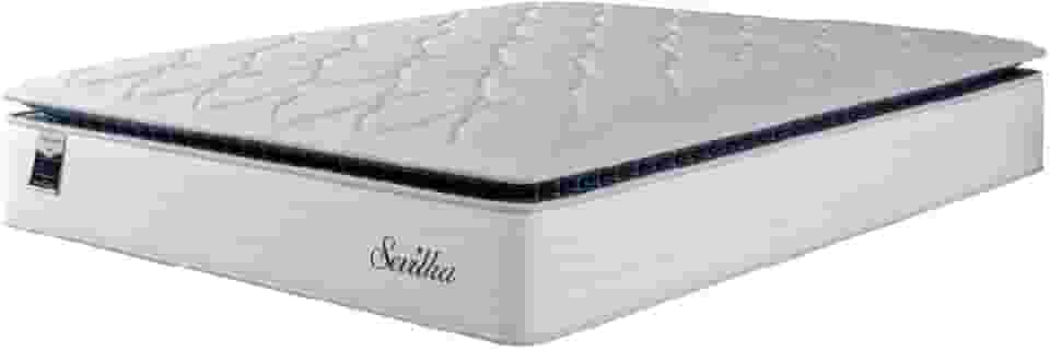 Colchão Casal Molas Ensacadas Com Pillow Sevilha Branco/Cinza Hellen – Suporta Até 150 Kg Por Pessoa (Queen)