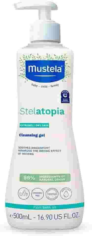 Mustela Stelatopia Gel Lavante 500 ml - Sabonete Líquido Sem Fragrância para Peles Secas e Extremamente Ressecadas - Lava Sem Ressecar a Pele - Seguro para Bebês, Crianças e Adultos - Stelatopia