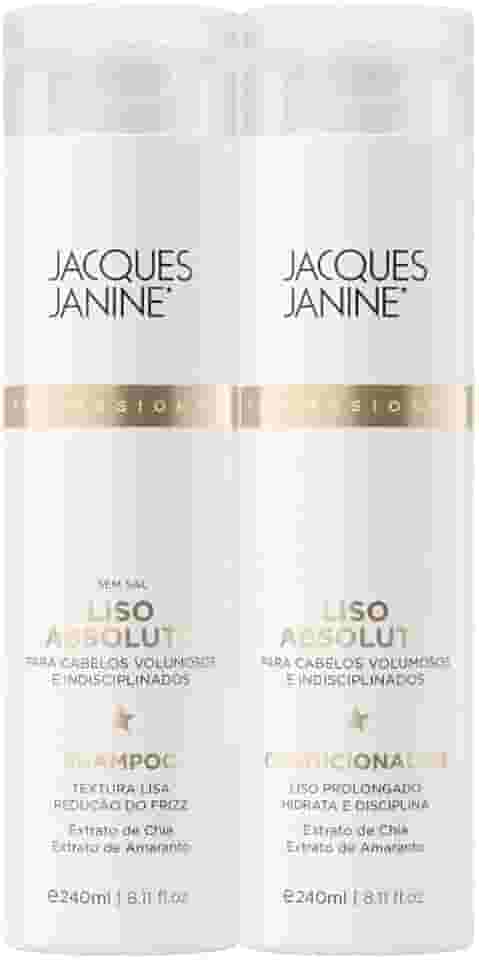 Kit Jacques Janine Liso Absoluto Shampoo e Condicionador Desembaraçante Anti Frizz Liso Prolongado 240ml