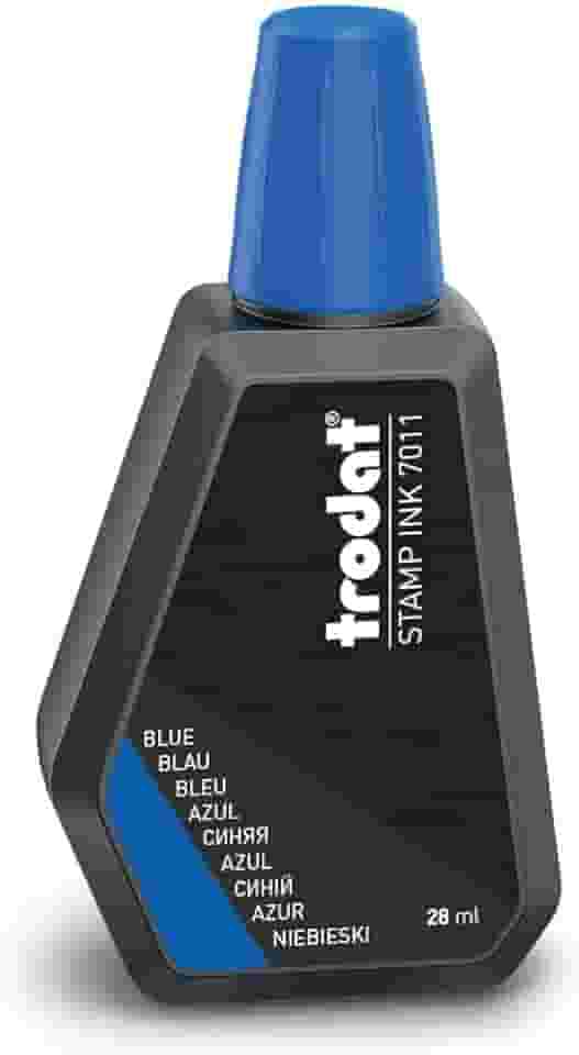 Trodat Refil de tinta de carimbo padrão – Tinta à base de água, resistente ao desbotamento para impressões claras – Frasco feito de forma sustentável com indicador de nível – Adequado para carimbos