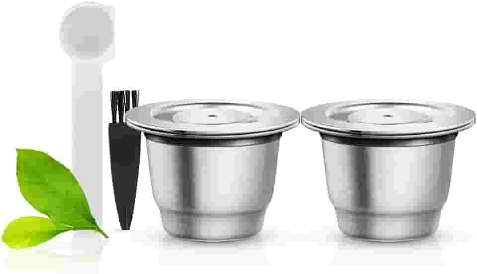 i Cafilas Conjunto de 2 cápsulas reutilizáveis de café expresso crema de aço inoxidável para recarga de cápsulas para máquinas Nespr*sso