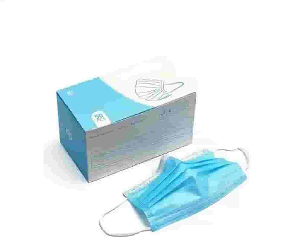 Máscara Descartável Proteção Tripla com Elástico e Clip Nasal - 50 Unidades