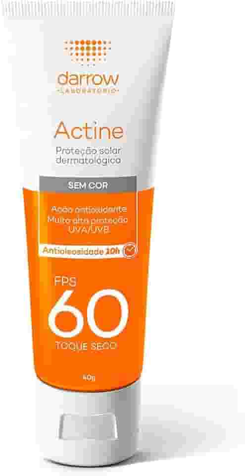 Darrow Actine Protetor Solar Dermatológico FPS 60 com Ação Antioxidante e alta proteção UVA/UVB, Controla Oleosidade e com Toque Seco, 40g