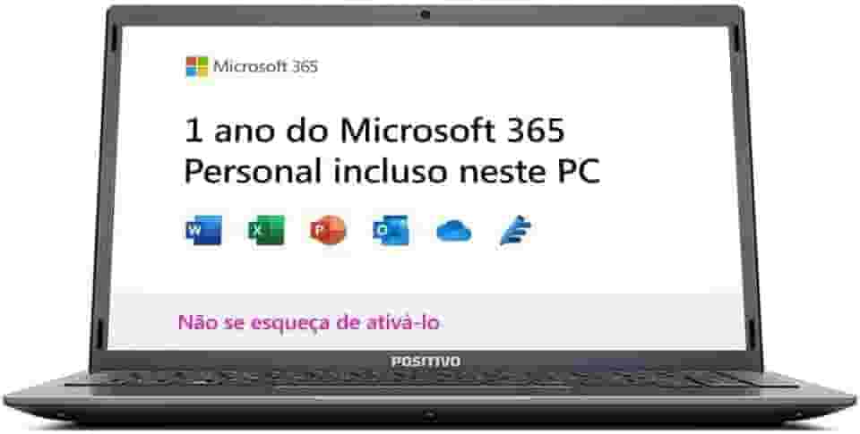 Notebook Positivo Motion Q4128C Intel Atom Quad-Core 4GB 128GB 14.1" Windows 10 Home - Cinza – Inclui Microsoft 365