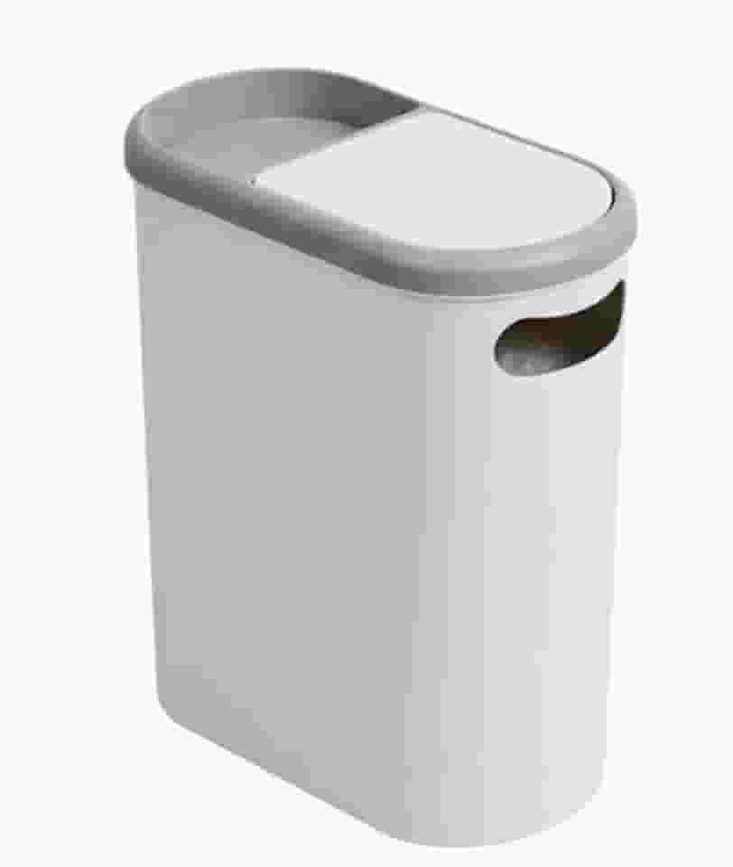 Lixeira Banheiro 10L Tampa Pressão - Compacta PP Compartimento Extra Branca