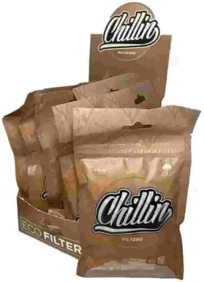 Chillin Caixa com 10 Pacotes Filtros Eco 6 x 15 mm para Tabacaria e Enrolar Fumo, 1500 Filtros Orgânicos